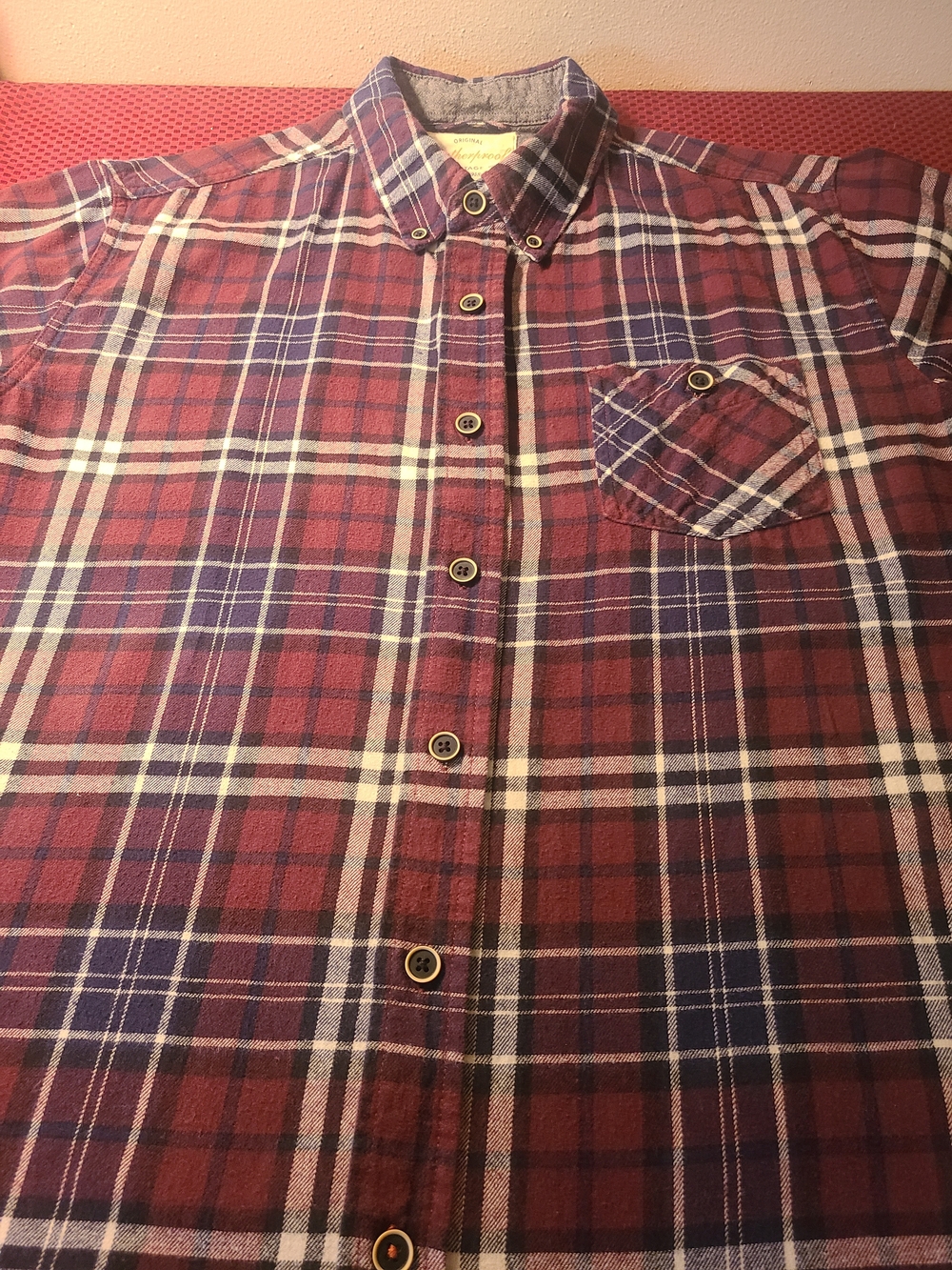 Men's Red Plaid Button-Down Shirt
